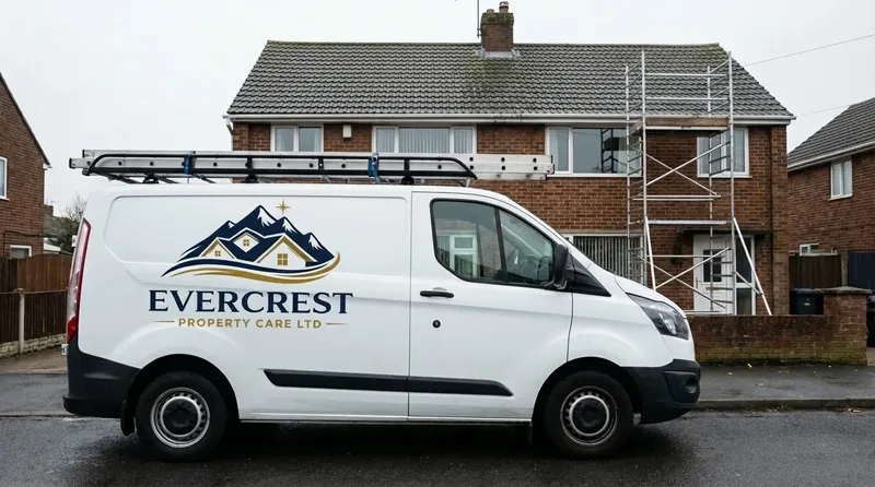Evercrest branded service van at a customer property